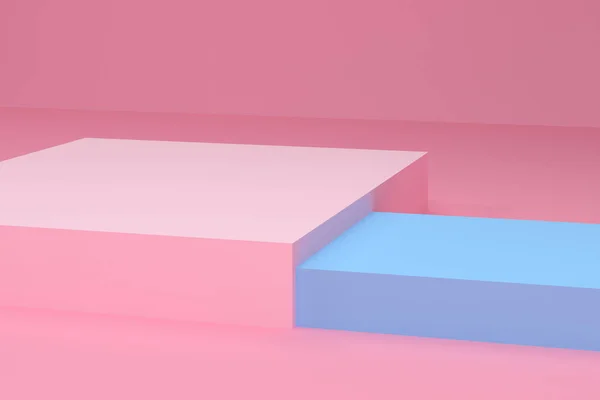 粉红色几何形状场景最小风格 3D 渲染. — 图库照片