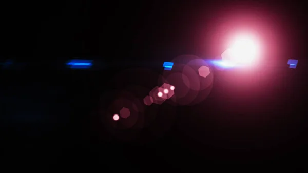 Realistisk len flare glöd ljuseffekt på svart bakgrund. Optisk — Stockfoto