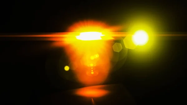 Gerçekçi Len parlama ışık efekti siyah arka plan üzerinde. Optik — Stok fotoğraf