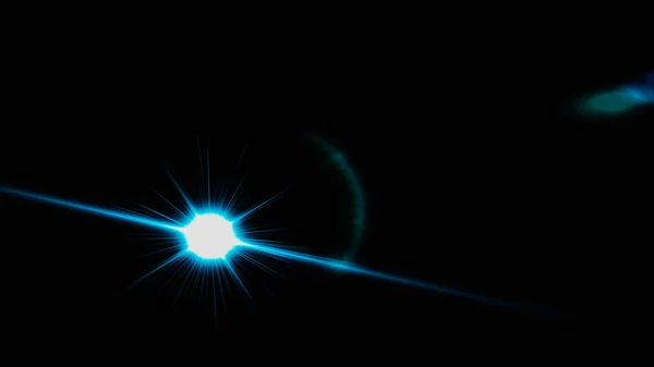 Efecto de luz de resplandor de llamarada Len realista sobre fondo negro. Óptica —  Fotos de Stock