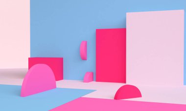 Minimalist soyut arka plan, ilkel geometrik şekiller, p