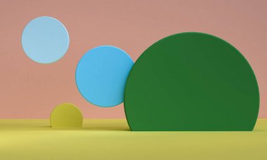 Geometrik şekil minimal, 3d render.