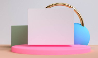 Geometrik Minimalist soyut arka plan, ilkel figürler, 