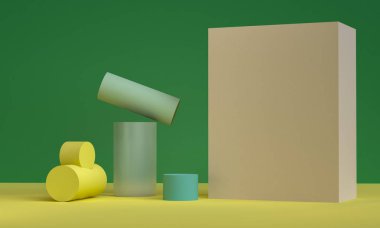 Geometrik şekil minimal, 3d render.