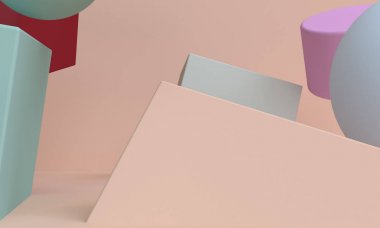 Geometrik formları ile Sahne, minimal arka plan, 3d render
