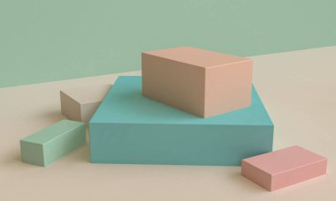 Minimalist soyut arka plan, ilkel geometrik şekiller, t