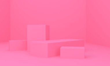 Geometrik formları ile Sahne, minimal arka plan, 3d render