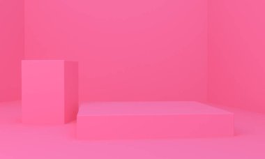 Geometrik formları ile Sahne, minimal arka plan, 3d render