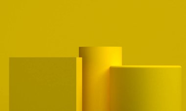 Geometrik formları ile Sahne, minimal soyut arka plan, 3d re