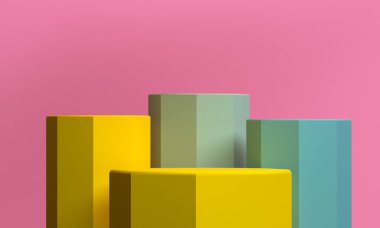 Geometrik formları ile Sahne, minimal soyut arka plan, 3d re