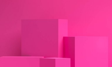 Geometrik formları ile Sahne, minimal soyut arka plan, 3d re