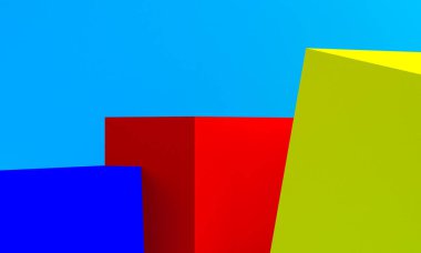 Geometrik formları ile Sahne, minimal soyut arka plan, 3d re