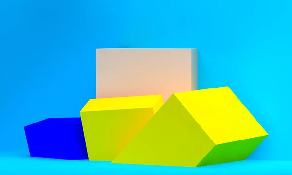 Szene mit geometrischen Formen, minimalem abstrakten Hintergrund, 3D — Stockfoto