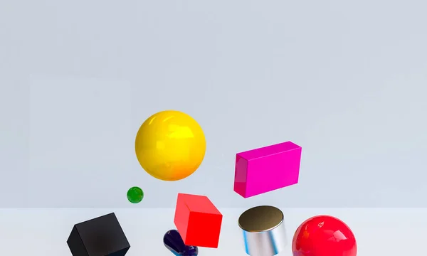 Cena com formas geométricas, fundo abstrato mínimo, re 3D — Fotografia de Stock