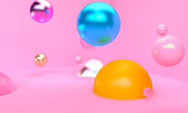 Geometrik formları ile Sahne, minimal soyut arka plan, 3d re