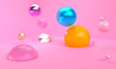 Geometrik formları ile Sahne, minimal soyut arka plan, 3d re