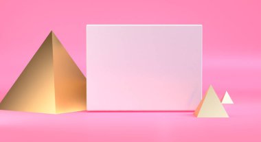 Geometrik formları ile Sahne, minimal soyut arka plan, 3d re