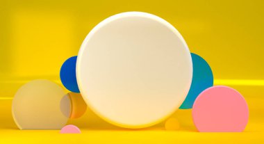 Geometrik formları ile Sahne, minimal soyut arka plan, 3d re