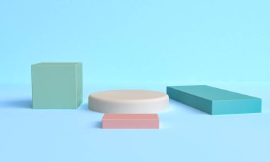 Minimalist soyut arka plan, ilkel geometrik şekiller, p