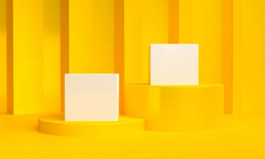 Sarı Geometrik şekil Minimalist soyut arka plan, 3d render