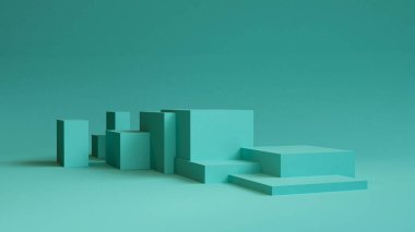 Yeşil Kutu Geometrik şekil Minimalist soyut arka plan, 3d ren