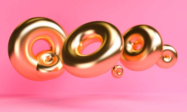 Rózsaszín és arany geometriai alakzat minimalista absztrakt háttér, 3D — Stock Fotó