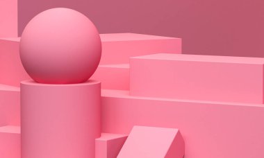 Pembe Geometrik şekil Minimalist soyut arka plan, 3d render