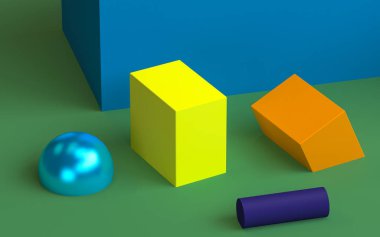 Minimalist soyut arka plan, ilkel geometrik şekiller, p