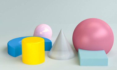 Minimalist soyut arka plan, ilkel geometrik şekiller.