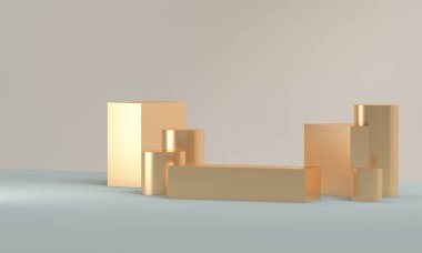 Minimalist soyut arka plan, ilkel geometrik şekiller.