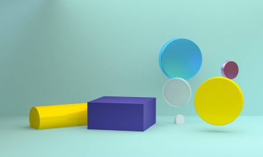 Minimalist soyut geometrik şekiller arka plan, 3d render.