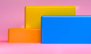 Minimalist soyut geometrik şekiller arka plan, 3d render.