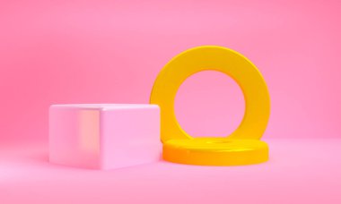 Minimalist soyut geometrik şekiller arka plan, 3d render.