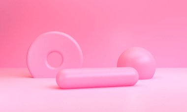 Minimalist soyut geometrik şekiller arka plan, 3d render.