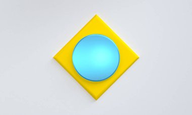 Geometrik şekil sahnesi minimal, 3d render.