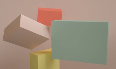 Geometrik şekil sahnesi minimal, 3d render.