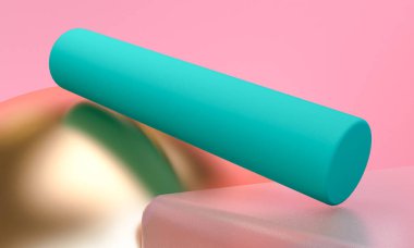 Geometrik şekil sahnesi minimal, 3d render.