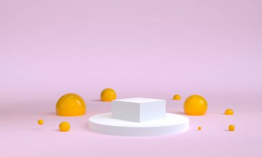 Geometrik şekil sahnesi minimal, 3d render.