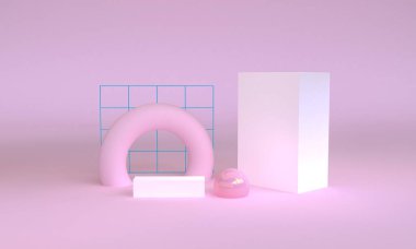Geometrik şekil sahnesi minimal, 3d render.
