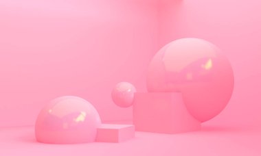 Geometrik şekil sahnesi Minimal stil, 3d render.