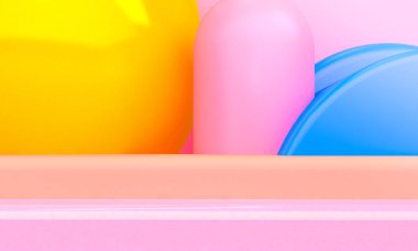 Geometrik şekil sahnesi Minimal stil, 3d render.