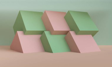 Geometrik şekil sahnesi Minimal stil, 3d render.