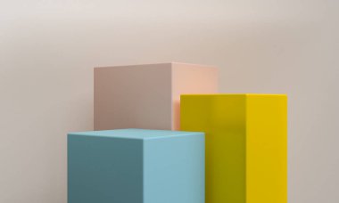 Geometrik şekil sahnesi Minimal stil, 3d render.