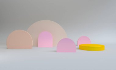 Geometrik şekil sahnesi Minimal stil, 3d render.