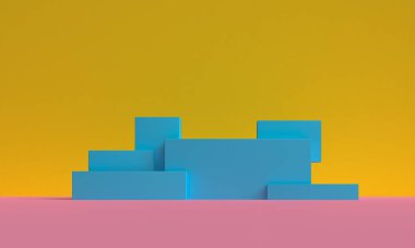 Minimalist soyut arkaplan, ilkel geometrik, 3D görüntüleme.