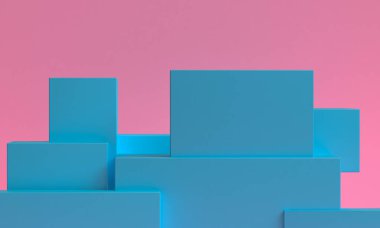 Minimalist soyut arkaplan, ilkel geometrik, 3D görüntüleme.