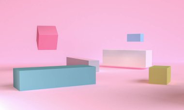 3d Pembe renk minimalist stil tasarımı, sahne podyumu sunum taklidi, 3d canlandırma soyut arkaplan.