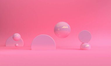 3d Pembe renk minimalist stil tasarımı, sahne podyumu sunum taklidi, 3d canlandırma soyut arkaplan.