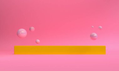 3d Pembe renk minimalist stil tasarımı, sahne podyumu sunum taklidi, 3d canlandırma soyut arkaplan.
