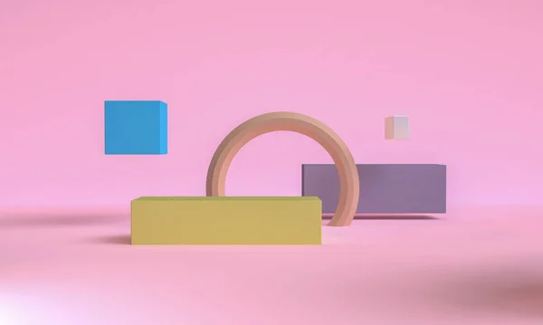 Różowy Kolor Minimalistyczny Styl Projektowania Scena Podium Makiety Prezentacji Renderowania — Zdjęcie stockowe